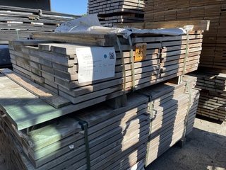 Ca. 98x Guyana Ipé hardhouten planken, 25x145mm, lengte 80/65cm, 12/95